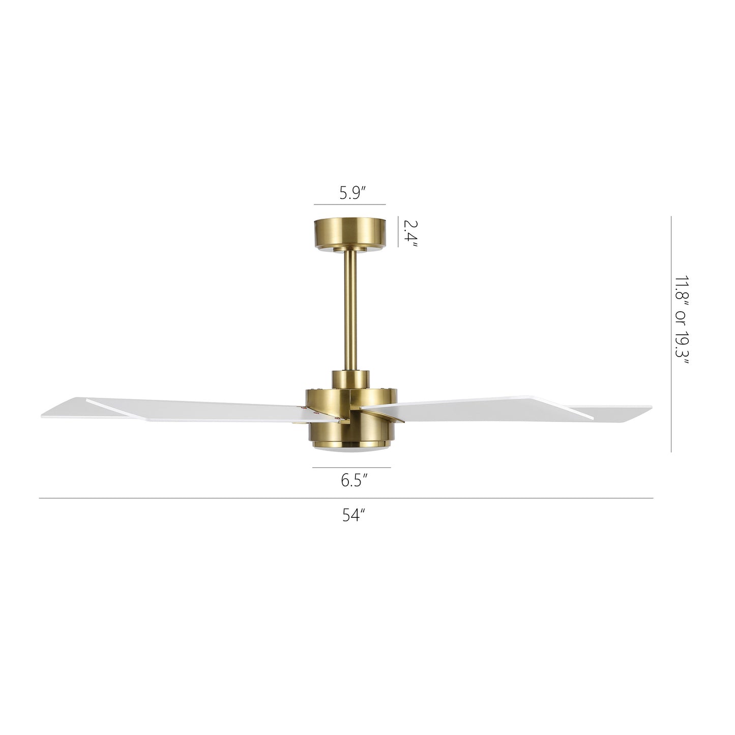 52" Gold & White Modern Ceiling Fan with Light & Remote – 6-Speed DC Motor, Dimmable LED