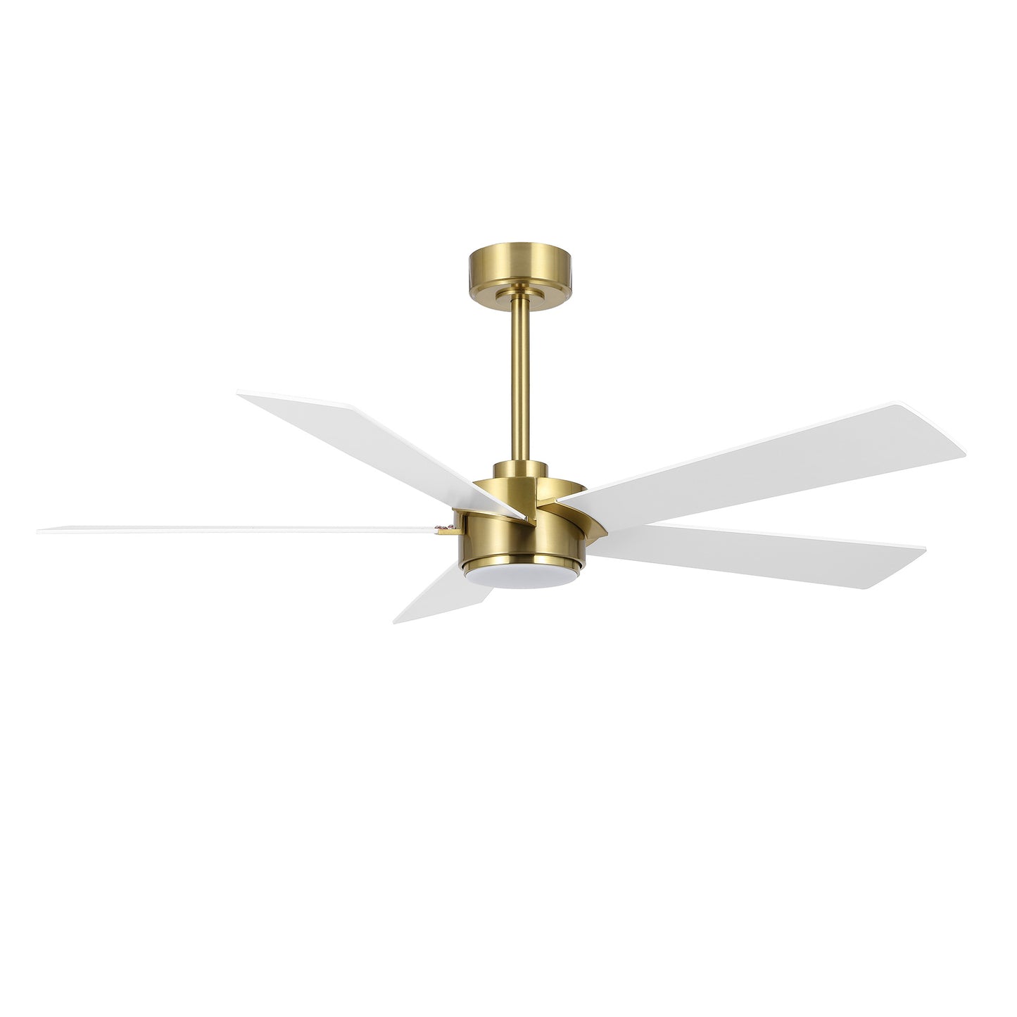 52" Gold & White Modern Ceiling Fan with Light & Remote – 6-Speed DC Motor, Dimmable LED
