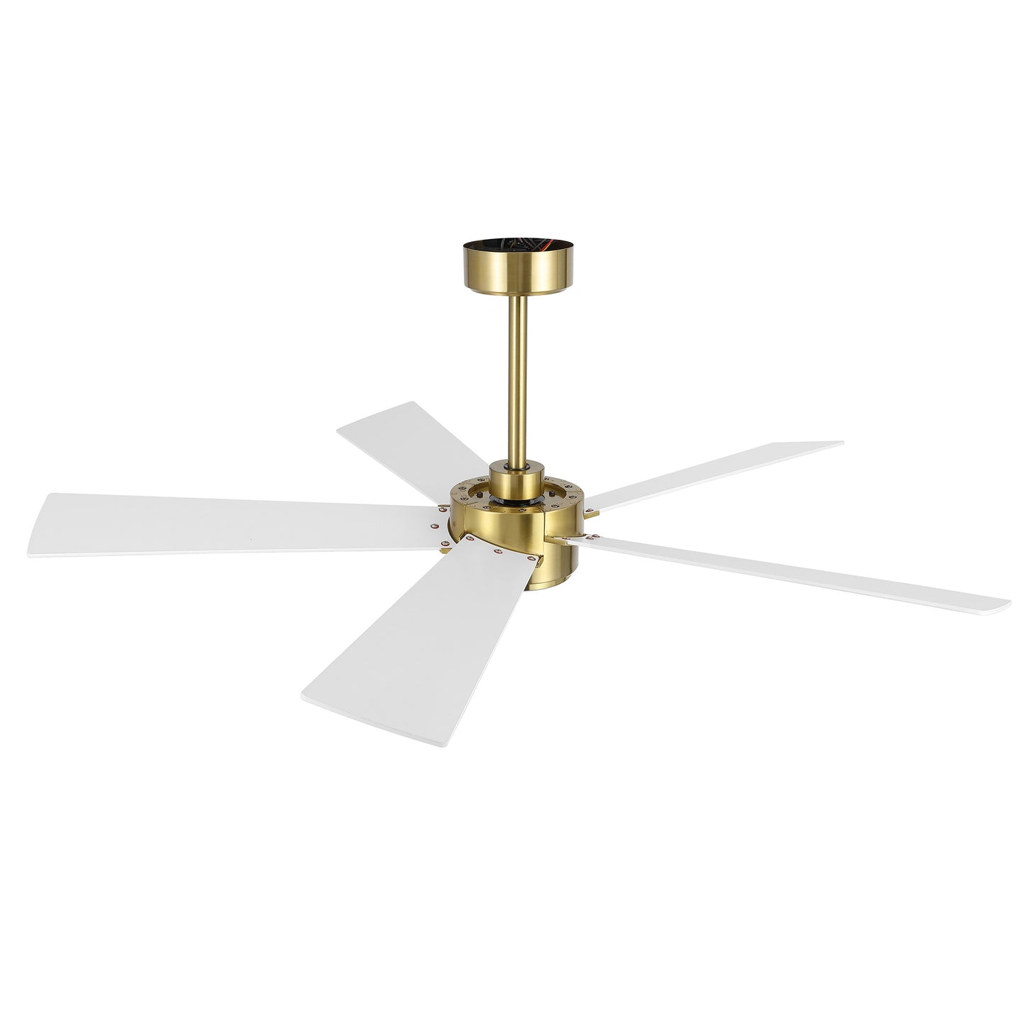 52" Gold & White Modern Ceiling Fan with Light & Remote – 6-Speed DC Motor, Dimmable LED