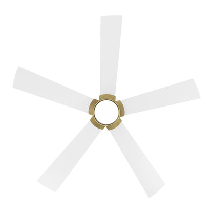 52" Gold & White Modern Ceiling Fan with Light & Remote – 6-Speed DC Motor, Dimmable LED