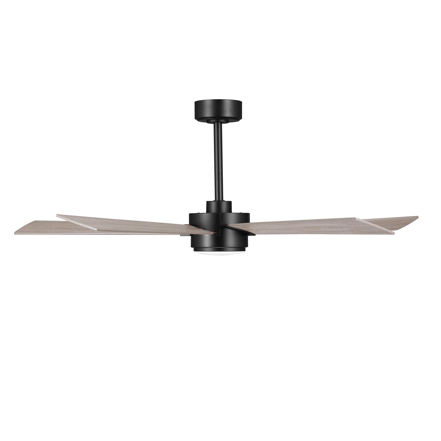 52" Black & Wood Modern Ceiling Fan with Light & Remote – 6-Speed DC Motor, Dimmable LED