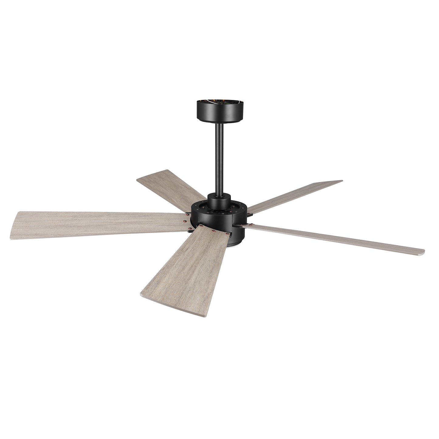 52" Black & Wood Modern Ceiling Fan with Light & Remote – 6-Speed DC Motor, Dimmable LED