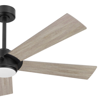 52" Black & Wood Modern Ceiling Fan with Light & Remote – 6-Speed DC Motor, Dimmable LED