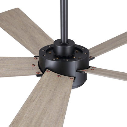 52" Black & Wood Modern Ceiling Fan with Light & Remote – 6-Speed DC Motor, Dimmable LED
