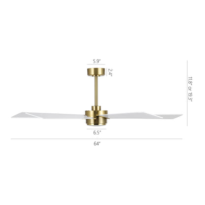 64" Gold & White Ceiling Fan with Light & Remote – Modern 6-Speed, Quiet DC Motor