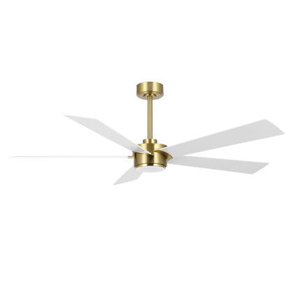 64" Gold & White Ceiling Fan with Light & Remote – Modern 6-Speed, Quiet DC Motor