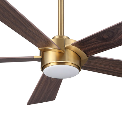 Ceiling Fan 64" Modern Gold 5-Blade with LED Light