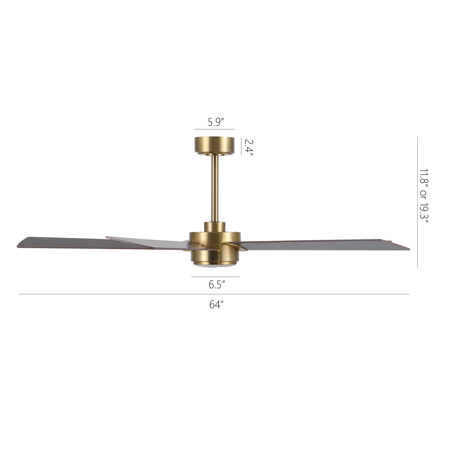 Ceiling Fan 64" Modern Gold 5-Blade with LED Light