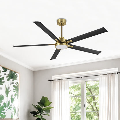 60" Gold & Black Ceiling Fan with Light & Remote – Modern 5-Blade, Quiet DC Motor