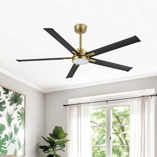 60" Gold & Black Ceiling Fan with Light & Remote – Modern 5-Blade, Quiet DC Motor