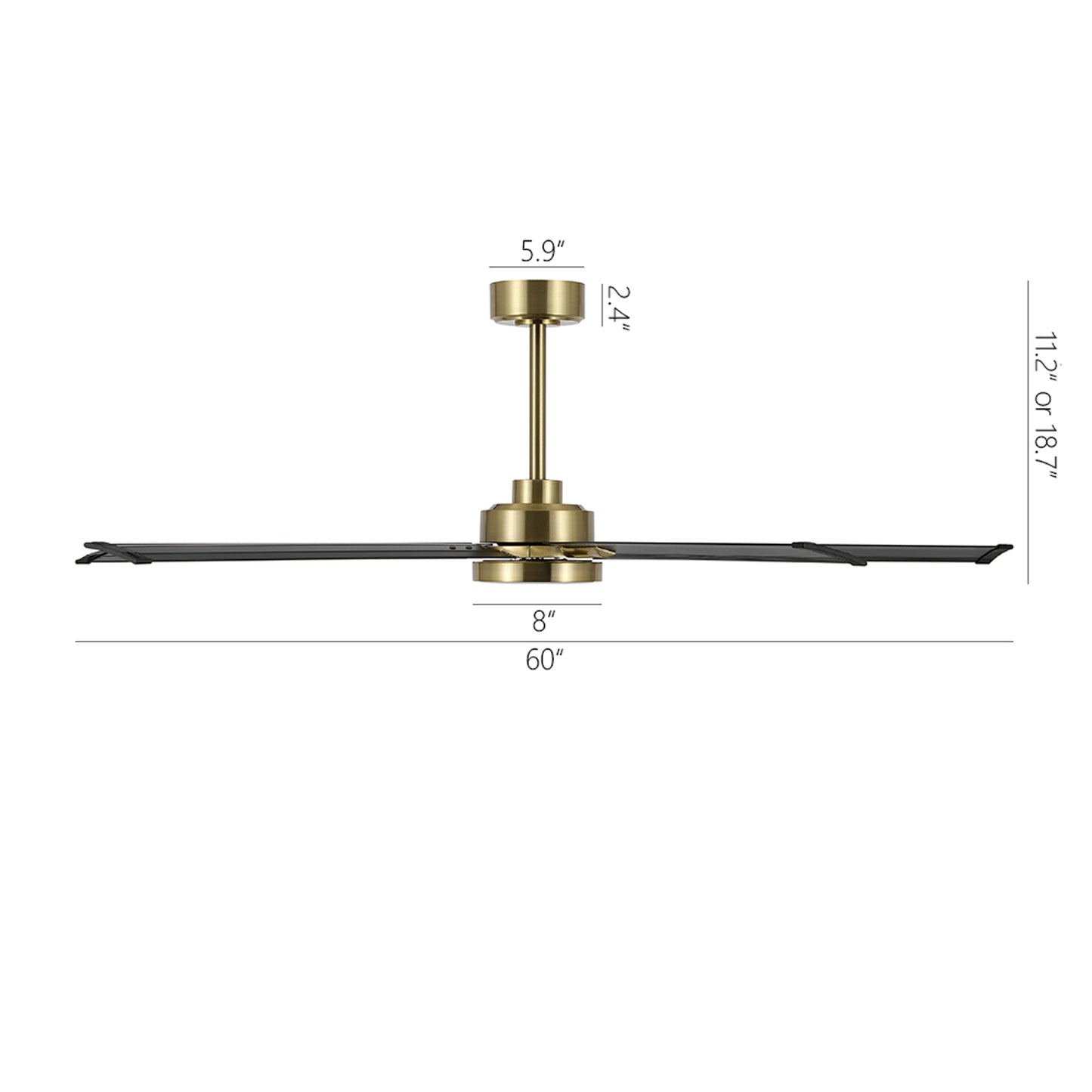 60" Gold & Black Ceiling Fan with Light & Remote – Modern 5-Blade, Quiet DC Motor