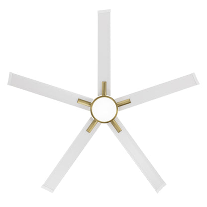 60" Gold & White Ceiling Fan with Light & Remote – Modern 5-Blade, Quiet DC Motor