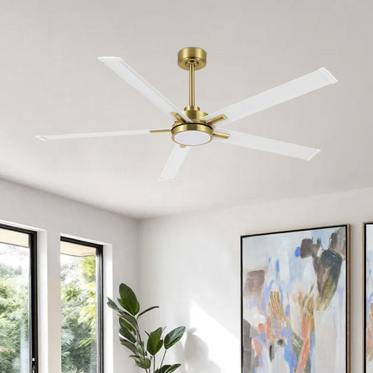 Ceiling Fan 60" Modern Gold 5-Blade w/ Integrated LED Light
