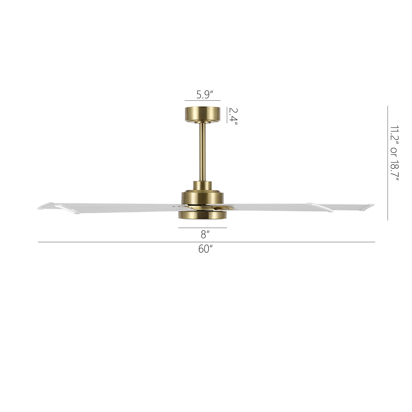 60" Gold & White Ceiling Fan with Light & Remote – Modern 5-Blade, Quiet DC Motor