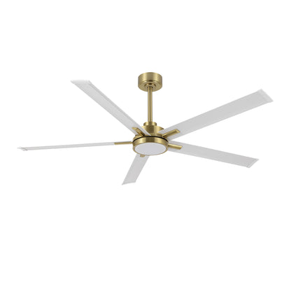 60" Gold & White Ceiling Fan with Light & Remote – Modern 5-Blade, Quiet DC Motor