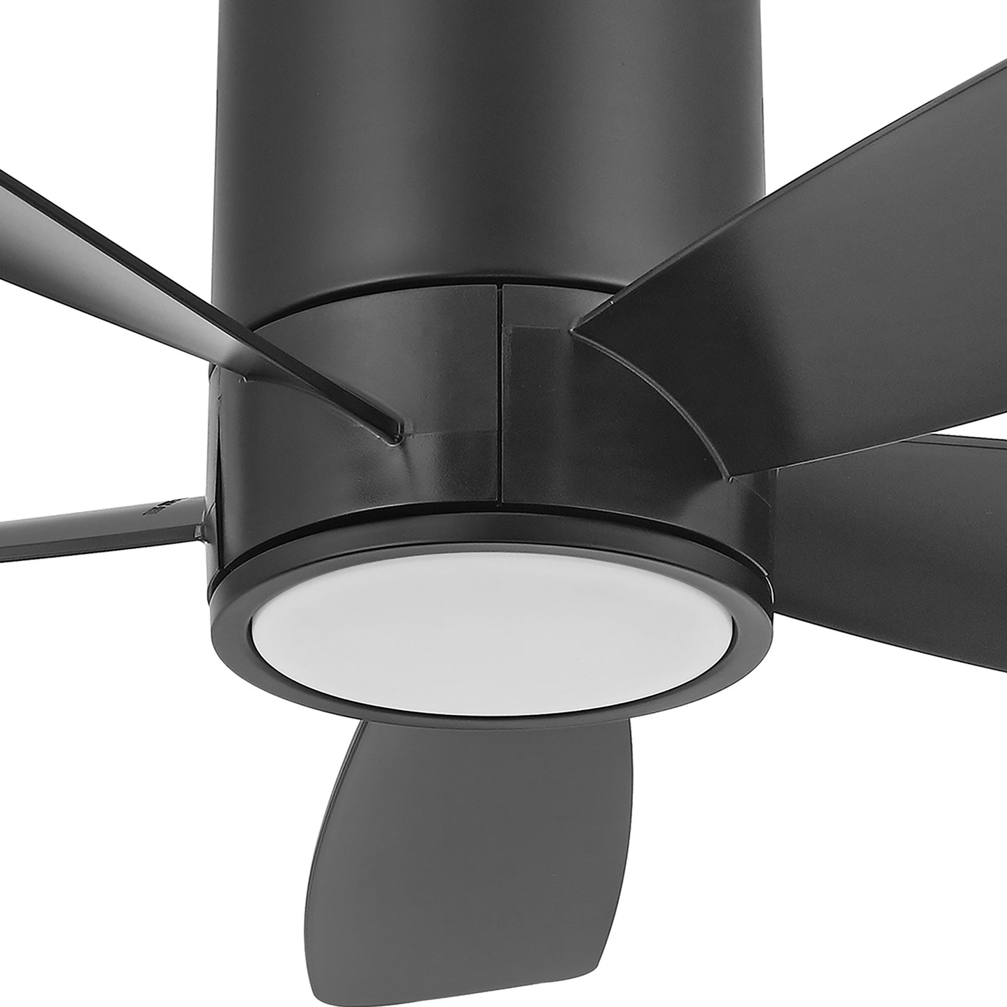 52" Flush Mount Ceiling Fan with LED Light and Remote – Black Low Profile Hugger Fan