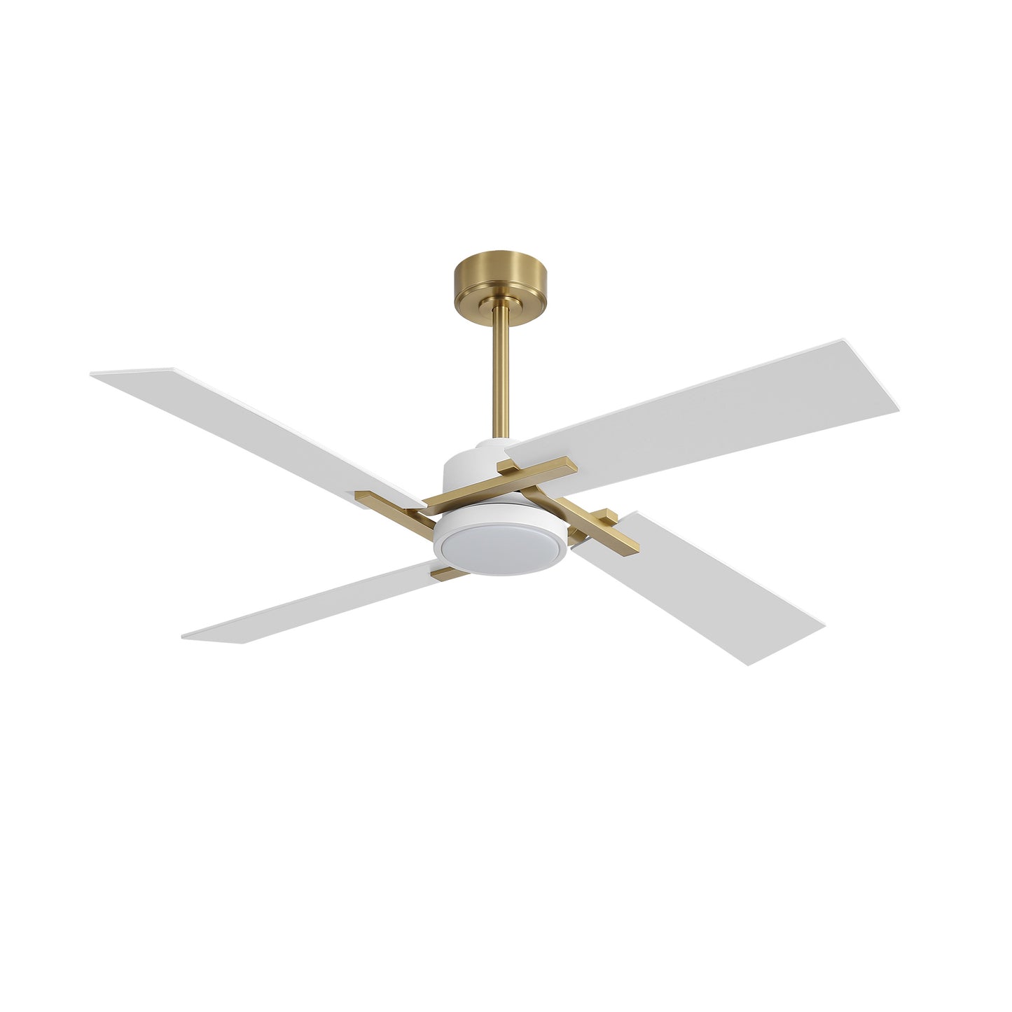 56" Gold and White Ceiling Fan with LED Light – Modern Dimmable Fan with Remote