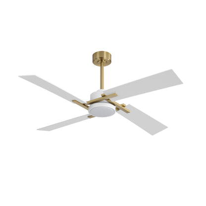 56" Gold and White Ceiling Fan with LED Light – Modern Dimmable Fan with Remote