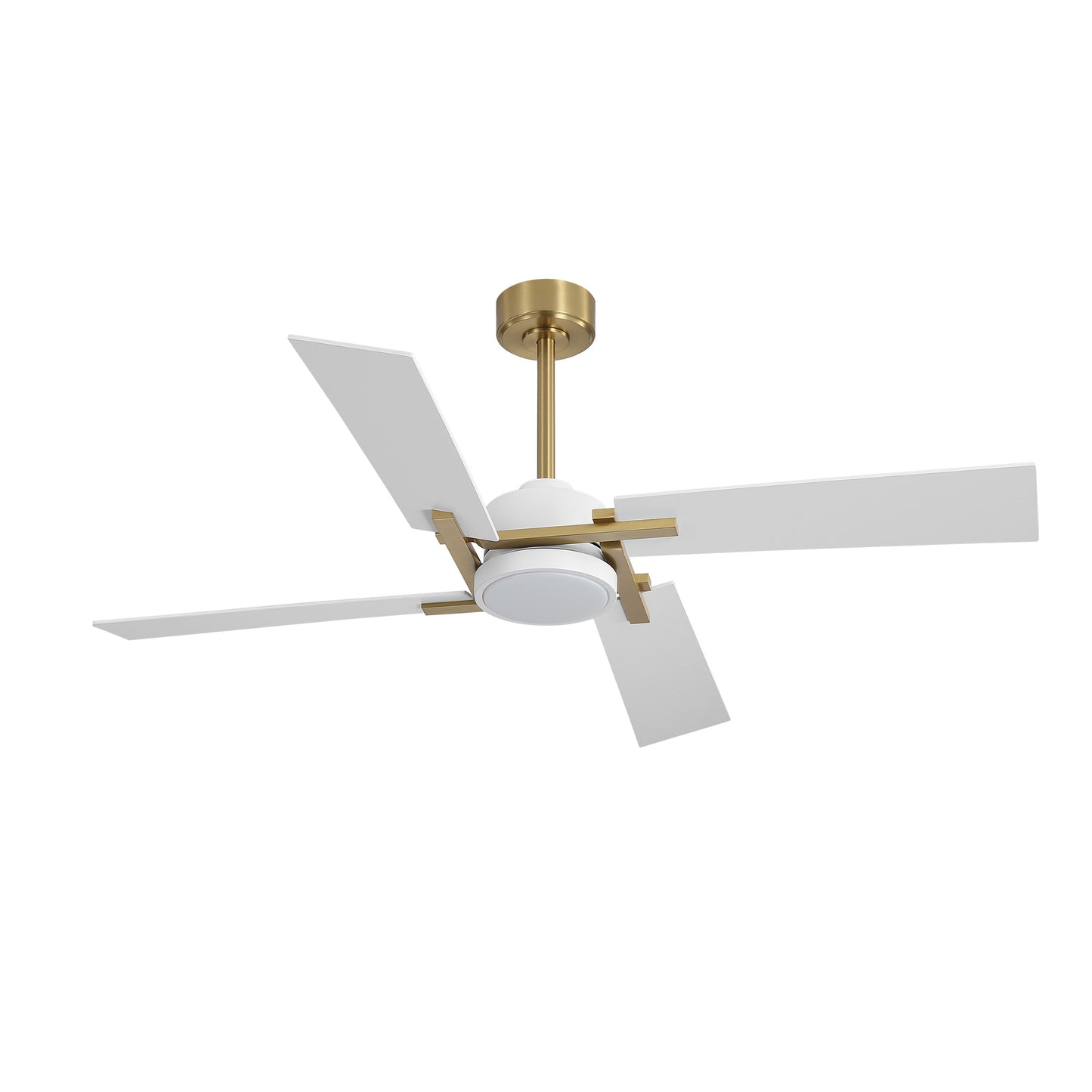 56" Gold and White Ceiling Fan with LED Light – Modern Dimmable Fan with Remote
