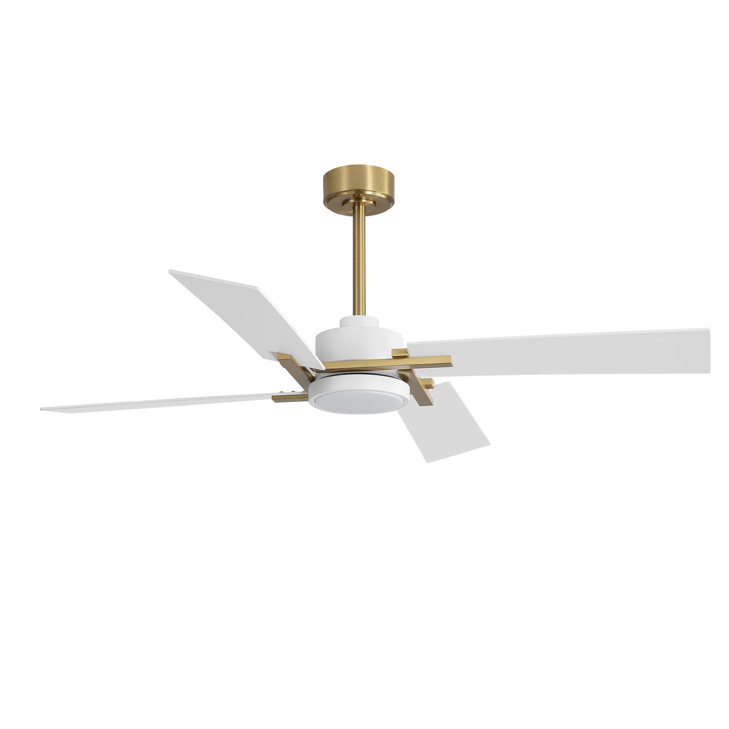 56" Gold and White Ceiling Fan with LED Light – Modern Dimmable Fan with Remote