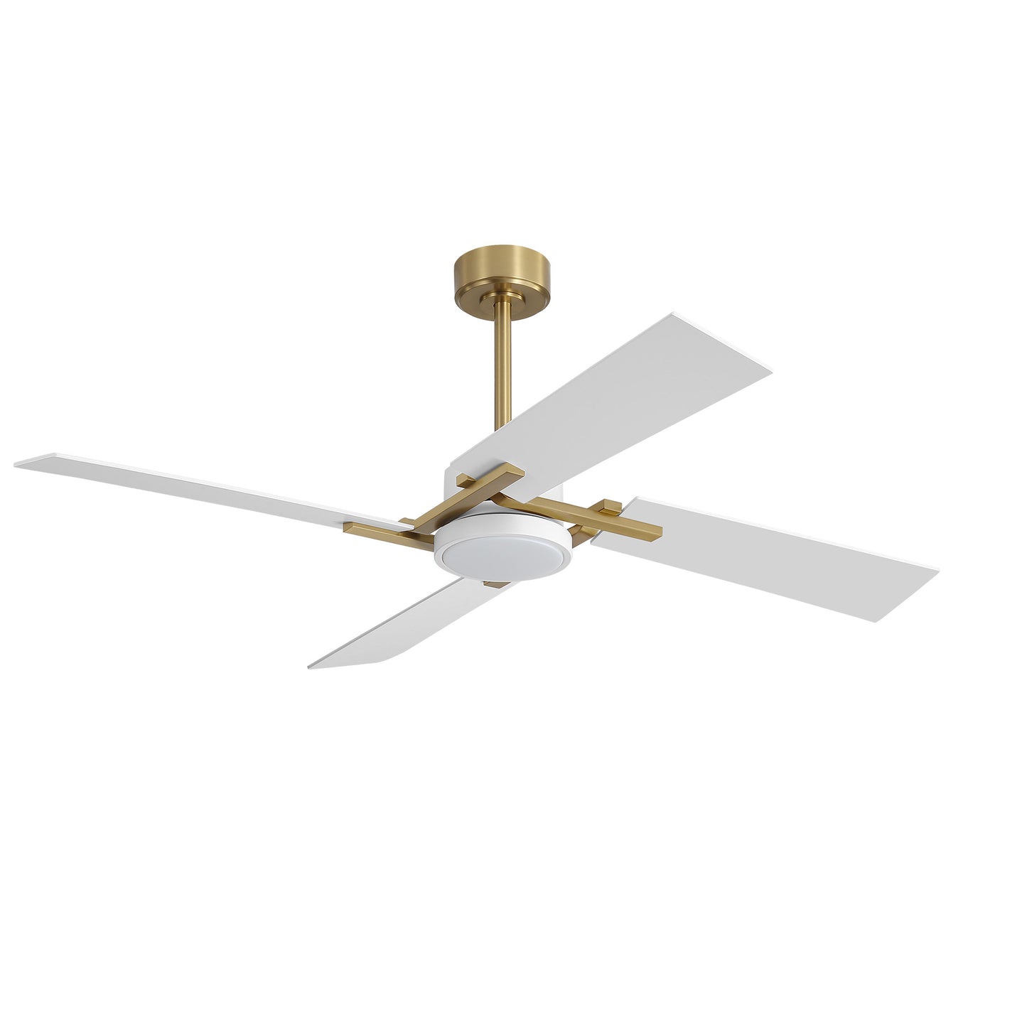 56" Gold and White Ceiling Fan with LED Light – Modern Dimmable Fan with Remote
