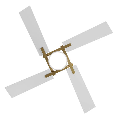 56" Gold and White Ceiling Fan with LED Light – Modern Dimmable Fan with Remote
