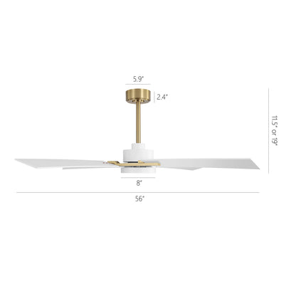 56" Gold and White Ceiling Fan with LED Light – Modern Dimmable Fan with Remote