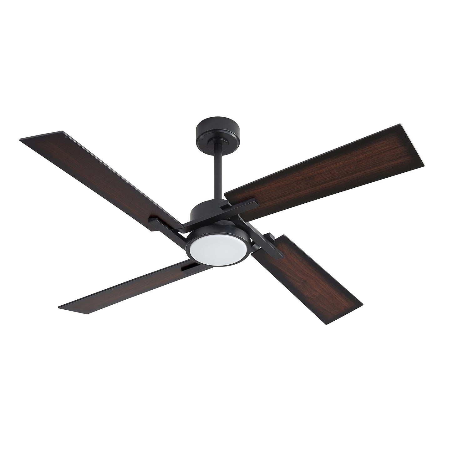 56" Black Ceiling Fan with Wood Blades and LED Light – Modern Dimmable Fan with Remote