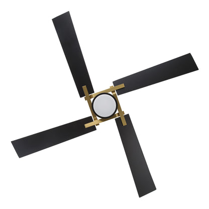72" Gold and Black Ceiling Fan with LED Light – Modern Dimmable Fan with Remote