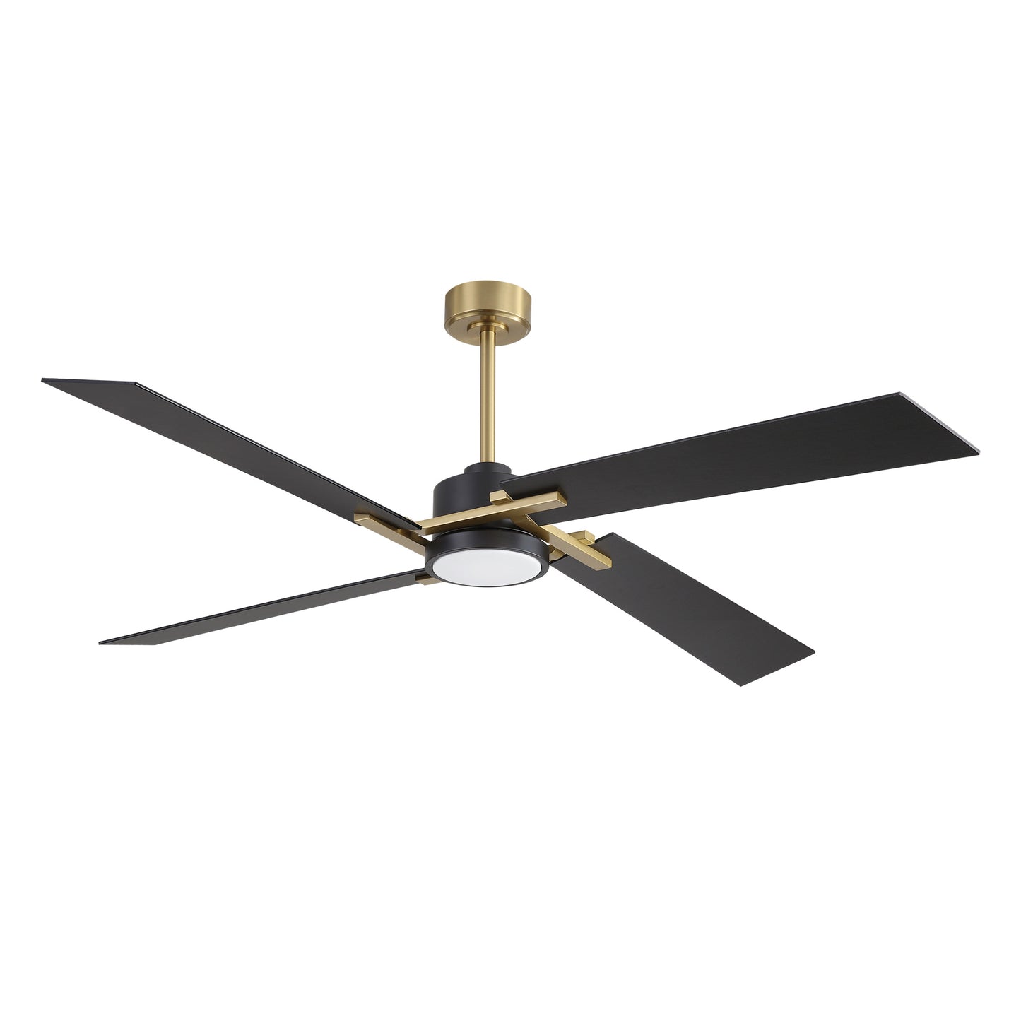 72" Gold and Black Ceiling Fan with LED Light – Modern Dimmable Fan with Remote