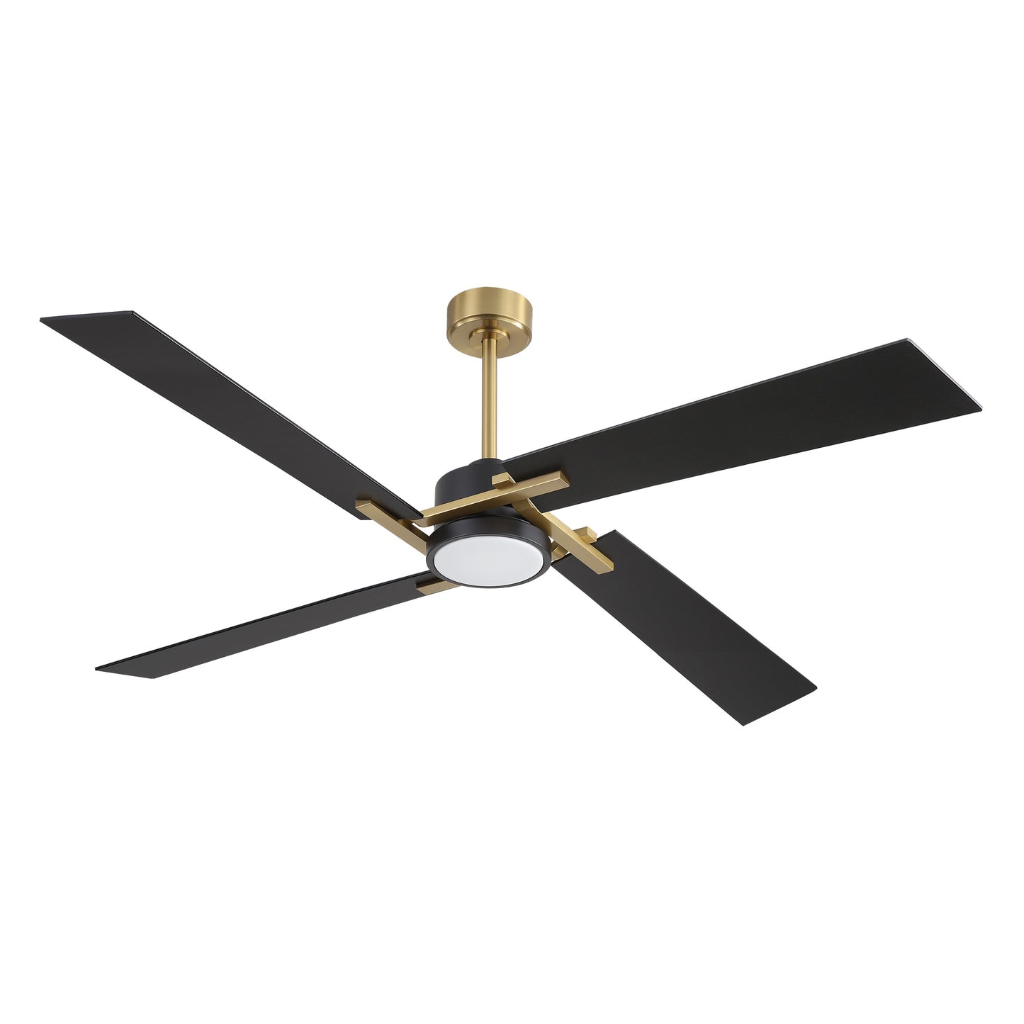 72" Gold and Black Ceiling Fan with LED Light – Modern Dimmable Fan with Remote