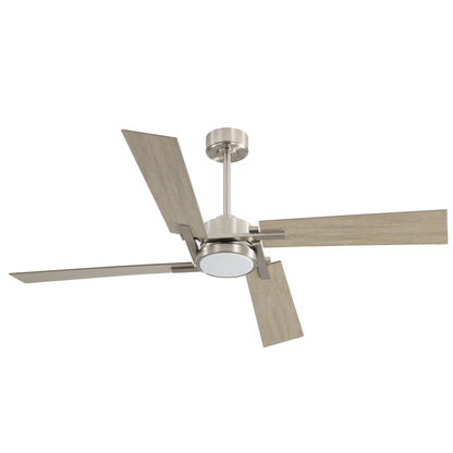 72" Brushed Nickel Ceiling Fan with Wood Blades and LED Light – Modern Remote Fan