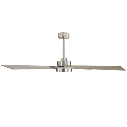 72" Brushed Nickel Ceiling Fan with Wood Blades and LED Light – Modern Remote Fan