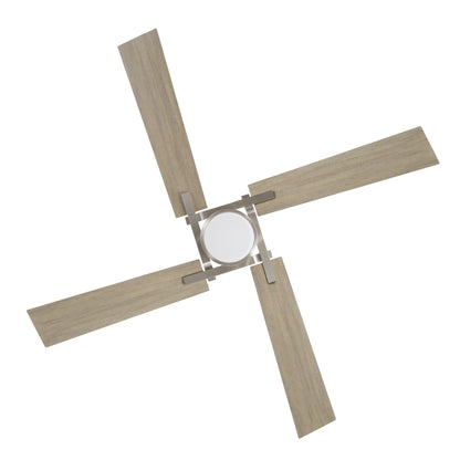 72" Brushed Nickel Ceiling Fan with Wood Blades and LED Light – Modern Remote Fan