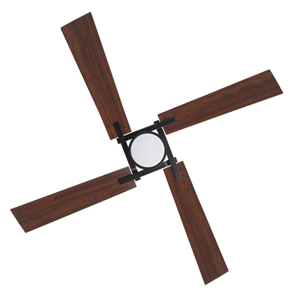 72" Black Ceiling Fan with Wood Blades and LED Light – Modern Dimmable Fan with Remote