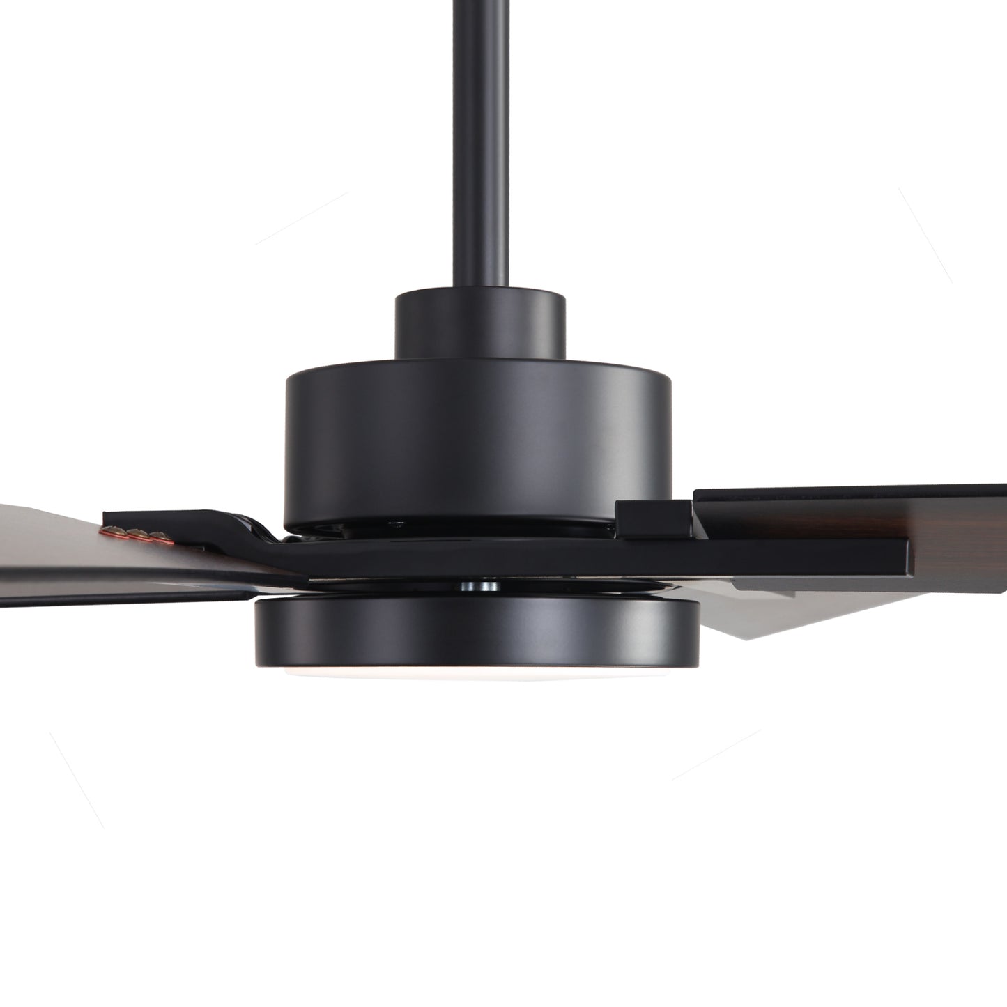 72" Black Ceiling Fan with Wood Blades and LED Light – Modern Dimmable Fan with Remote