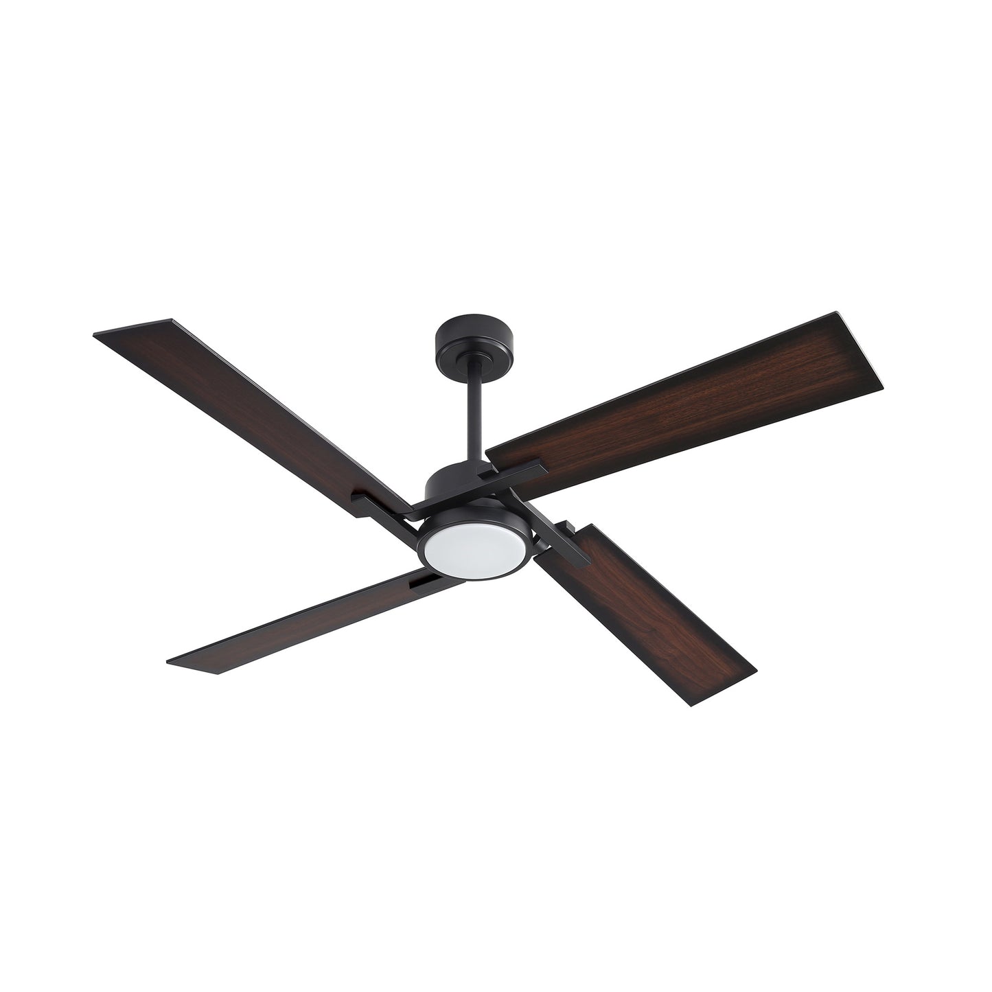 72" Black Ceiling Fan with Wood Blades and LED Light – Modern Dimmable Fan with Remote
