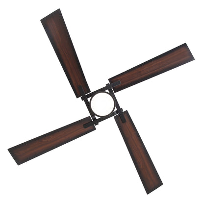 72" Black Ceiling Fan with Wood Blades and LED Light – Modern Dimmable Fan with Remote