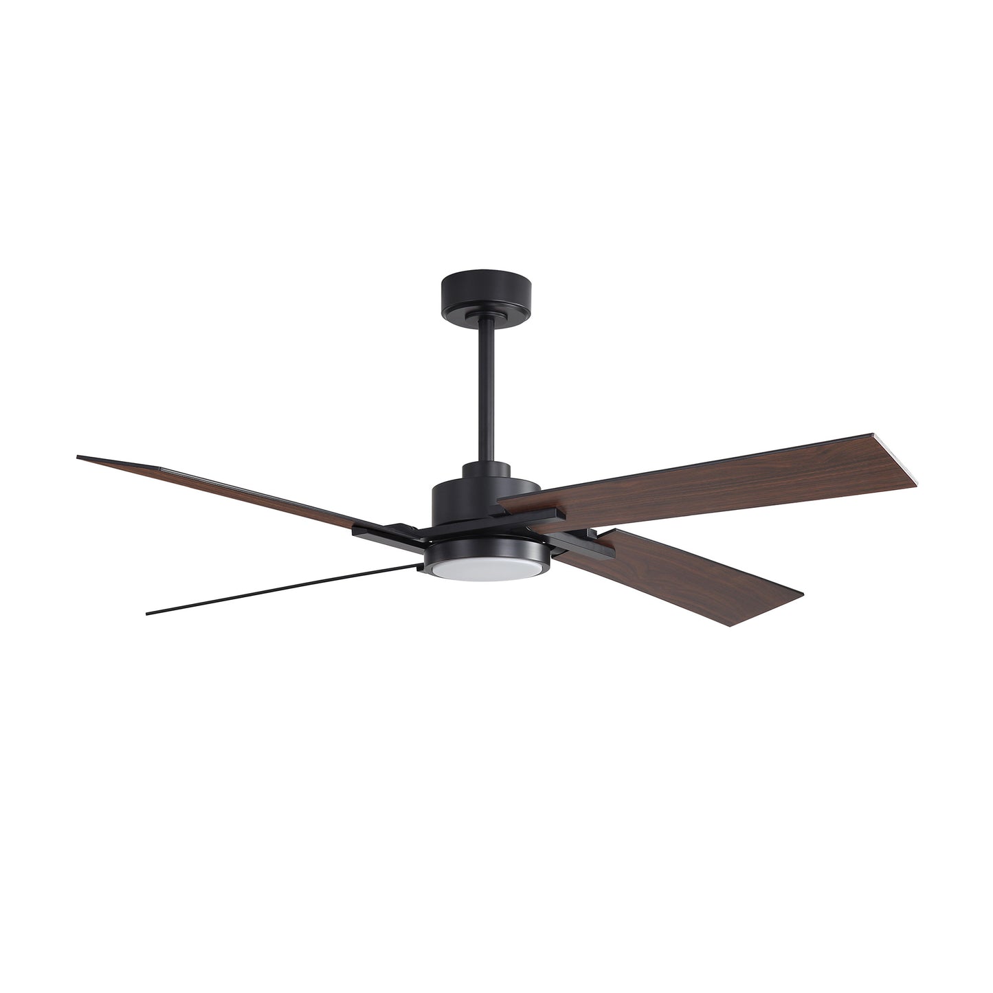 72" Black Ceiling Fan with Wood Blades and LED Light – Modern Dimmable Fan with Remote