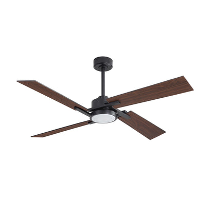 72" Black Ceiling Fan with Wood Blades and LED Light – Modern Dimmable Fan with Remote