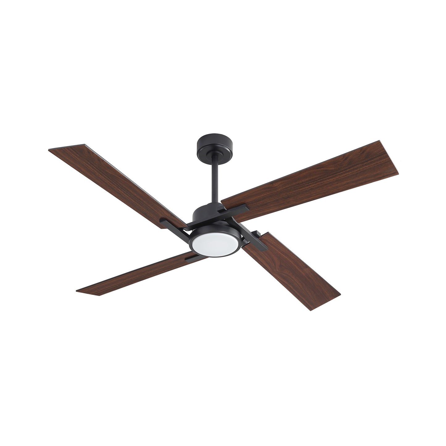 72" Black Ceiling Fan with Wood Blades and LED Light – Modern Dimmable Fan with Remote