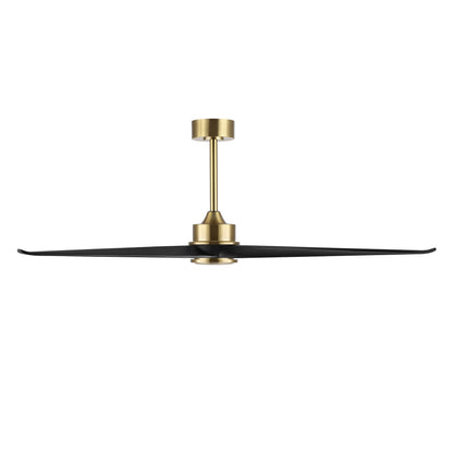 60" Gold Ceiling Fan with Black Wood Blades – Modern 3-Blade Fan with Remote