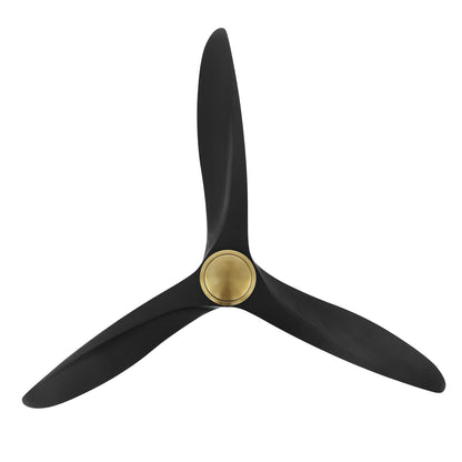 60" Gold Ceiling Fan with Black Wood Blades – Modern 3-Blade Fan with Remote