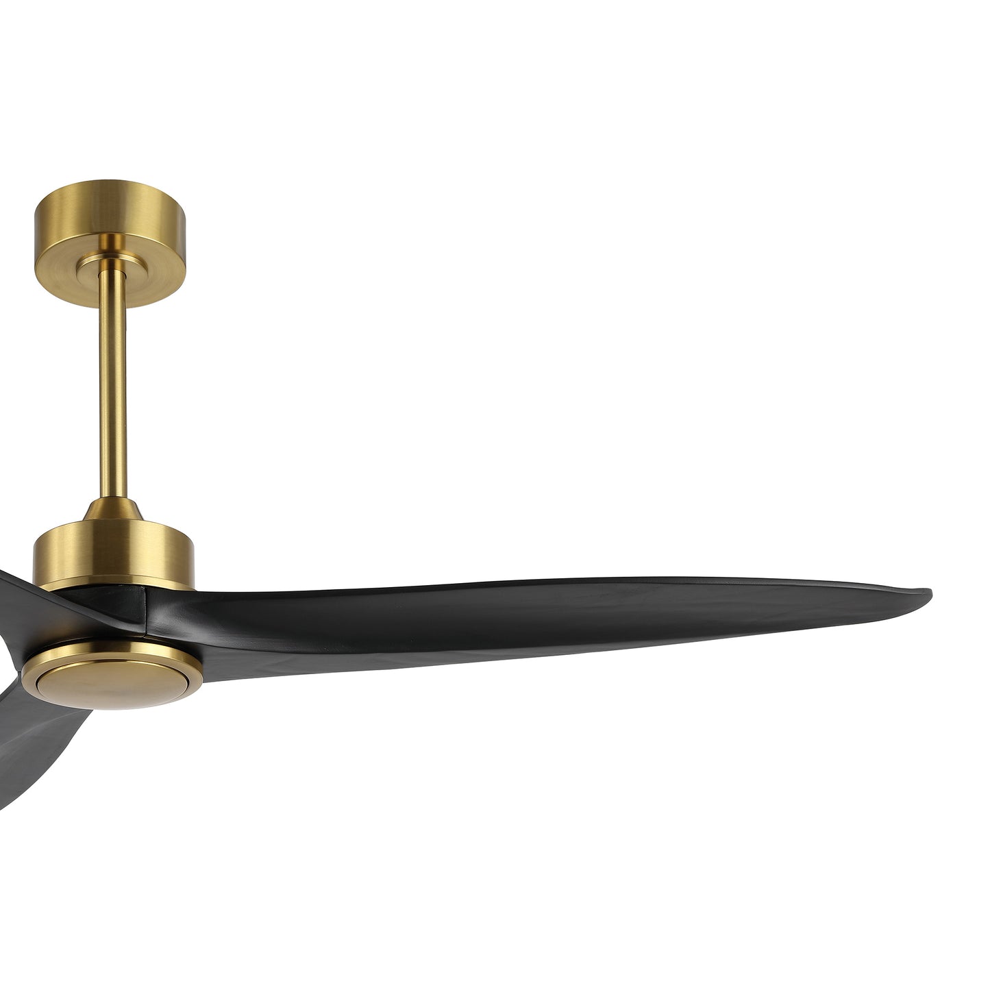 60" Gold Ceiling Fan with Black Wood Blades – Modern 3-Blade Fan with Remote