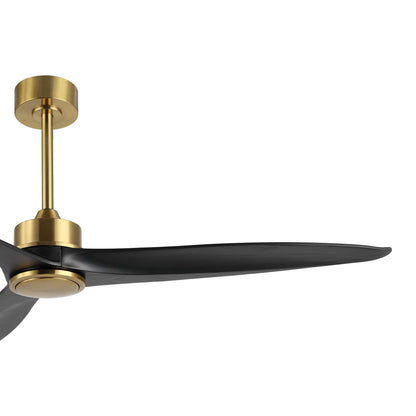 60" Gold Ceiling Fan with Black Wood Blades – Modern 3-Blade Fan with Remote