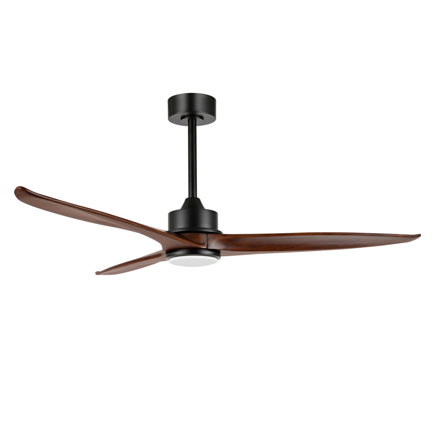 52" Black Ceiling Fan with Walnut Wood Blades and LED Light – Modern Remote Fan