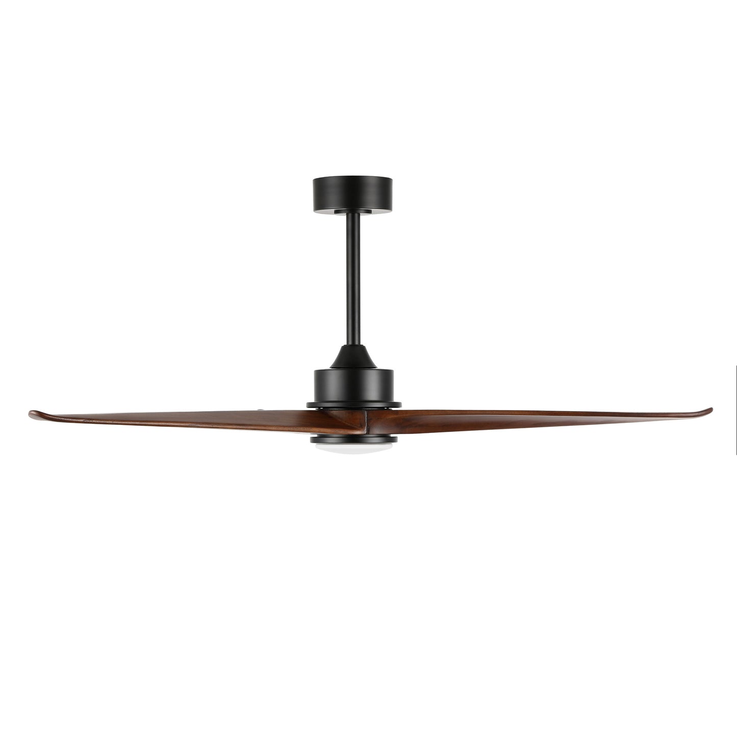 52" Black Ceiling Fan with Walnut Wood Blades and LED Light – Modern Remote Fan