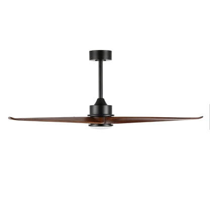 52" Black Ceiling Fan with Walnut Wood Blades and LED Light – Modern Remote Fan