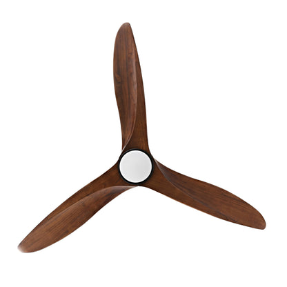 52" Black Ceiling Fan with Walnut Wood Blades and LED Light – Modern Remote Fan