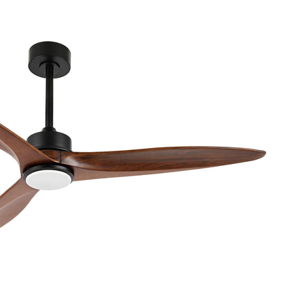 52" Black Ceiling Fan with Walnut Wood Blades and LED Light – Modern Remote Fan